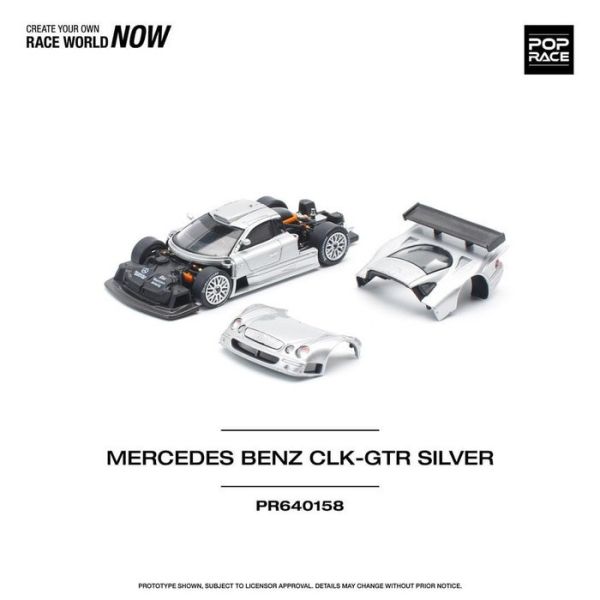 POP RACE 1/64 賓士 道路版 MERCEDES-BENZ AMG CLK GTR Silver 銀色 PR640158 POP RACE 1/64 賓士 道路版 MERCEDES-BENZ AMG CLK GTR Silver 銀色 PR640158