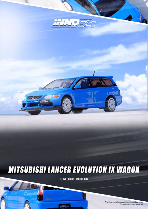 INNO64 1/64 三菱 MITSUBISHI LANCER EVOLUTION IX WAGON BLUE INNO64 1/64 三菱 MITSUBISHI LANCER EVOLUTION IX WAGON BLUE