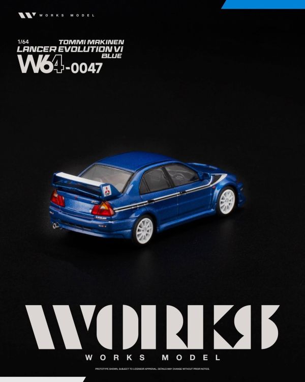 (預購) WORKS MODEL 1/64 三菱 MITSUBISHI LANCER EVOLUTION VI TOMMI MAKINEN BLUE W640047 20260830 WORKS MODEL 1/64 三菱 MITSUBISHI LANCER EVOLUTION VI TOMMI MAKINEN BLUE W640047
