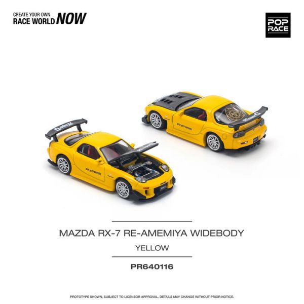 POP RACE 1/64 馬自達 MAZDA RX-7 (FD3S) RE-AMEMIYA WIDEBODY RE雨宮 寬體RX7 黃色 PR640116 POP RACE 1/64 馬自達 MAZDA RX-7 (FD3S) RE-AMEMIYA WIDEBODY RE雨宮 寬體RX7 黃色 PR640116