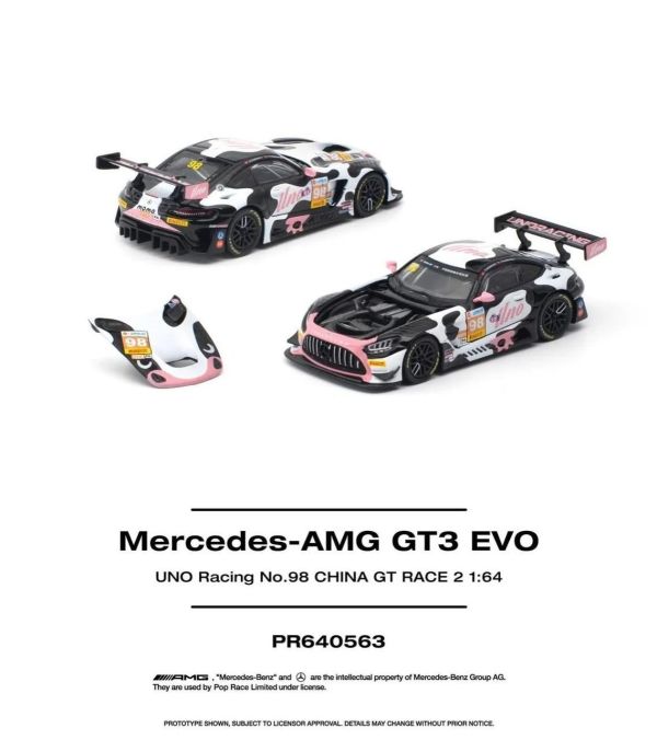 (預購) POP RACE 1/64 賓士 AMG GT3 EVO UNO RACING China GT Race 2（NO.71 Mumu／NO.98 Momo）分別販售 20261104 POP RACE 1/64 賓士 AMG GT3 EVO UNO RACING China GT Race 2（NO.71 Mumu／NO.98 Momo）分別販售