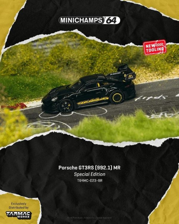 (預購) TARMAC WORKS 1/64 迷你 MINICHAMPS64 Porsche GT3RS (992.2) MR Black Yellow T64MC-023-BR 20260622 TARMAC WORKS 1/64 迷你 MINICHAMPS64 Porsche GT3RS (992.2) MR Black Yellow T64MC-023-BR