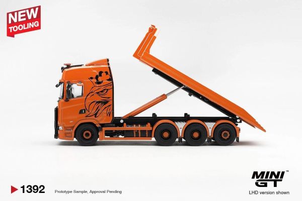 (預購) MINIGT 1/64 Scania 770S B8x4NA Hooklift Flatbed Orange｜LHD MGT01392-L / RHD MGT01392-R｜分別販售 20261008 MINIGT 1/64 Scania 770S B8x4NA Hooklift Flatbed Orange｜LHD MGT01392-L / RHD MGT01392-R｜分別販售