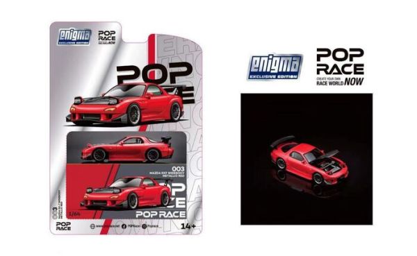 [數量限定] POP RACE × ENIGMA 1/64 海外聯名限定 吊卡版 馬自達 MAZDA RX-7 (FD3S) 寬體 金屬紅 PRE003 [數量限定] POP RACE × ENIGMA 1/64 海外聯名限定 吊卡版 馬自達 MAZDA RX-7 (FD3S) 寬體 金屬紅 PRE003
