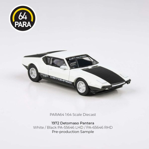 PARA64 1/64 德托馬索 1972 De Tomaso Pantera White / Black PA-55646 PARA64 1/64 德托馬索 1972 De Tomaso Pantera White / Black PA-55646