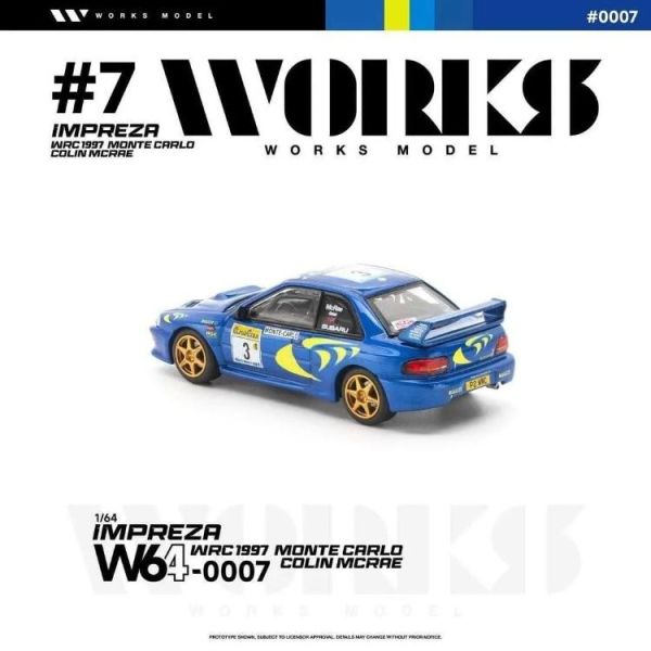 (預購) WORKS Model 1/64 速霸陸 SUBARU IMPREZA WRC 1997 MONTE CARLO COLIN MCRAE W640007 20260524 WORKS Model 1/64 速霸陸 SUBARU IMPREZA WRC 1997 MONTE CARLO COLIN MCRAE W640007