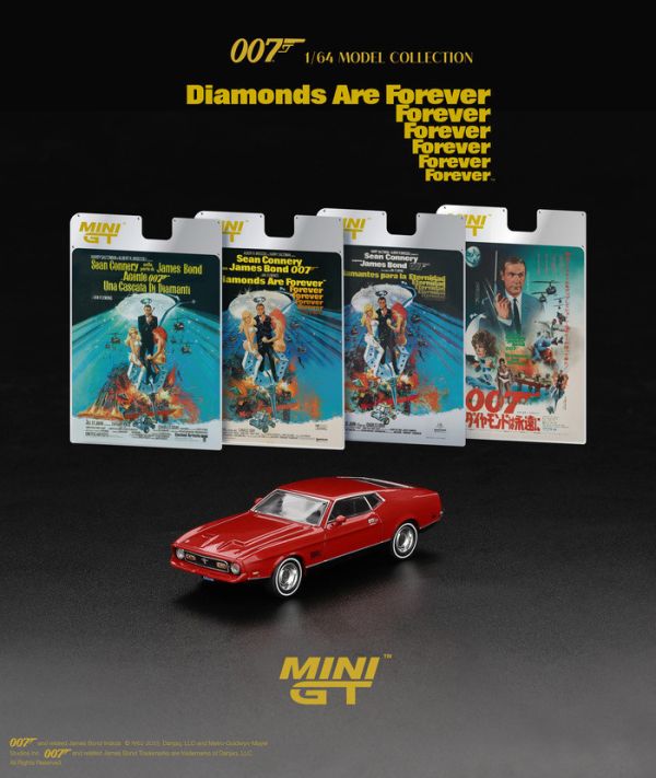 MINIGT 1/64 福特 Ford Mustang Mach 1 "Diamonds Are Forever" 詹姆士龐德 007:金鋼鑽 English Blister Packaging 英文吊卡包裝 MGT00905-007E MINIGT 1/64 詹姆士龐德 007:金手指 Ford Mustang Mach 1 "Diamonds Are Forever" English Blister Packaging 英文吊卡包裝 MGT00905-007E