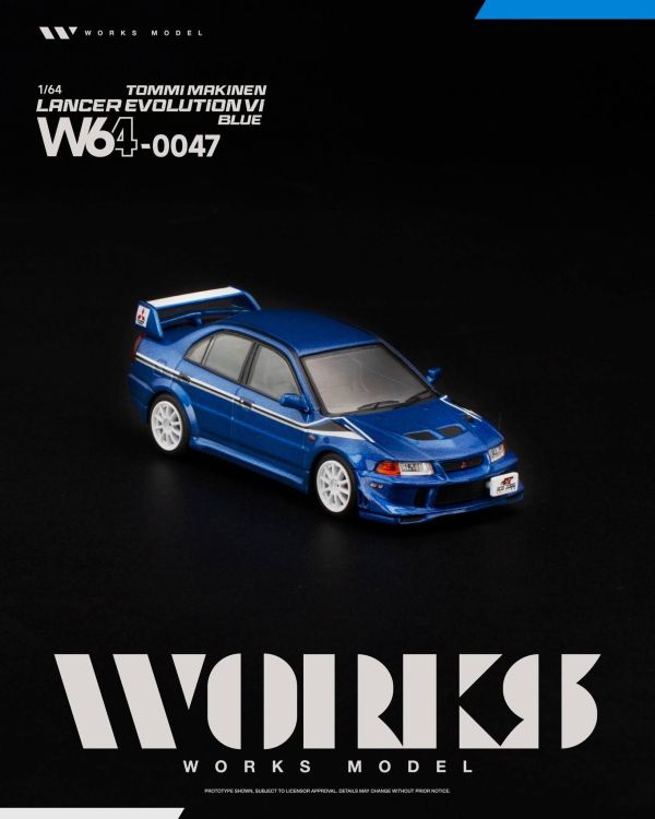 (預購) WORKS MODEL 1/64 三菱 MITSUBISHI LANCER EVOLUTION VI TOMMI MAKINEN BLUE W640047 20260830 WORKS MODEL 1/64 三菱 MITSUBISHI LANCER EVOLUTION VI TOMMI MAKINEN BLUE W640047