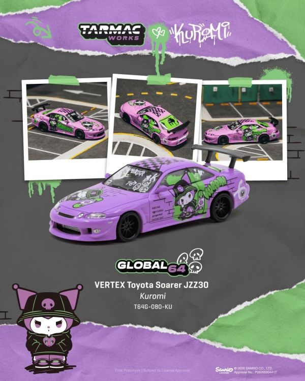 (預購) TARMAC WORKS 1/64 豐田 GLOBAL64 VERTEX Toyota Soarer JZZ30 Kuromi 20261018 TARMAC WORKS 1/64 豐田 GLOBAL64 VERTEX Toyota Soarer JZZ30 Kuromi