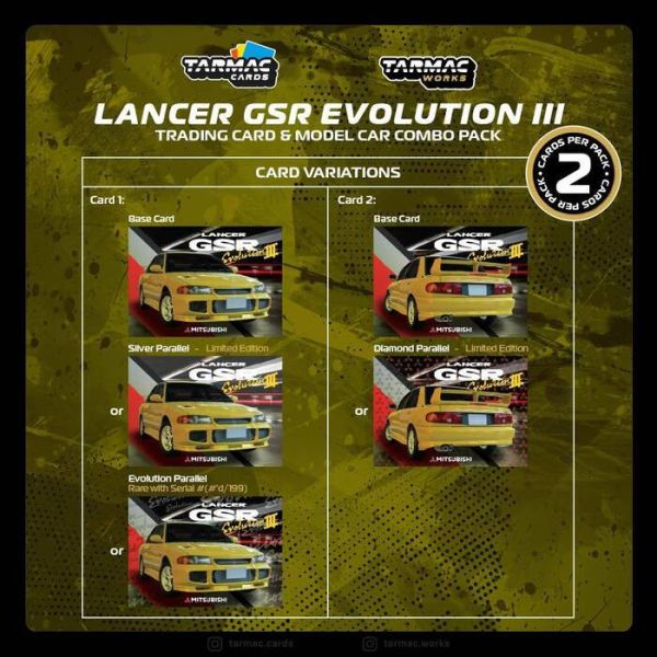 TARMAC WORKS 1/64 三菱 Mitsubishi Lancer GSR Evolution III EVO三代 耀眼黃 車模雙卡組 T64G-050-YL TARMAC WORKS 1/64 三菱 Mitsubishi Lancer GSR Evolution III EVO三代 耀眼黃 車模雙卡組 T64G-050-YL