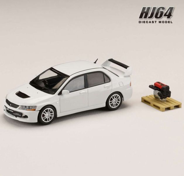 Hobby JAPAN 1/64 三菱 MITSUBISHI LANCER EVOLUTION 9 GSR + 展示引擎 純白 Hobby JAPAN 1/64 三菱 MITSUBISHI LANCER EVOLUTION 9 GSR + 展示引擎 純白