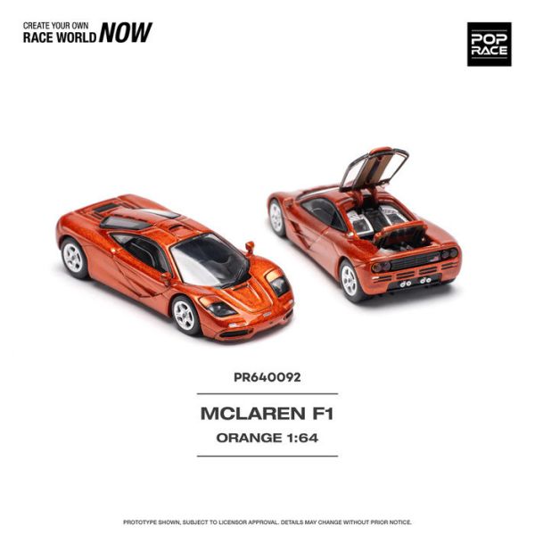 POP RACE 1/64 麥拉倫 McLAREN F1 橘色 PR640092 POP RACE 1/64 麥拉倫 McLAREN F1 橘色 PR640092