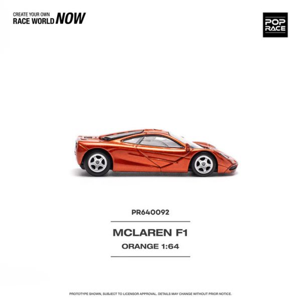 POP RACE 1/64 麥拉倫 McLAREN F1 橘色 PR640092 POP RACE 1/64 麥拉倫 McLAREN F1 橘色 PR640092