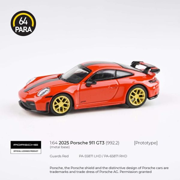 PARA64 1/64 保時捷 2025 Porsche 911 GT3 (992.2) 衛兵紅 PA-55871 PARA64 1/64 保時捷 2025 Porsche 911 GT3 (992.2) 衛兵紅 PA-55871