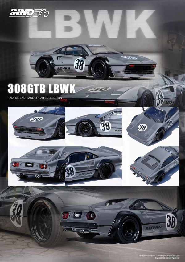 INNO64 1/64 法拉利 Ferrari 308 GTB LBWK Liberty Walk Grey 灰色 INNO64 1/64 法拉利 Ferrari 308 GTB LBWK Liberty Walk Grey 灰色