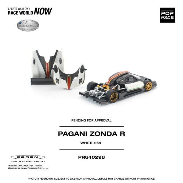 (預購) POP RACE 1/64 帕加尼 PAGANI ZONDA R WHITE PR640298 20260312 POP RACE 1/64 帕加尼 PAGANI ZONDA R WHITE PR640298