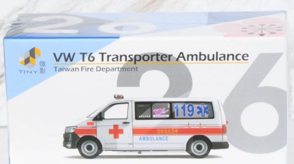 TINY TW26 福斯 Volkswagen T6 台灣消防局 救護車 迷你車    TINY,TW26,福斯,Volkswagen,T6,台灣消防局,救護車,迷你車   