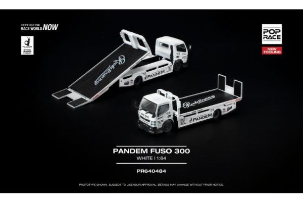 (預購) POP RACE 1/64 三菱 PANDEM FUSO 300 FLATBED TRANSPORTER - WHITE PR640484 20260312 POP RACE 1/64 三菱 PANDEM FUSO 300 FLATBED TRANSPORTER - WHITE PR640484