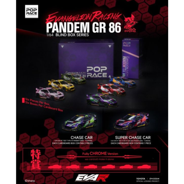 (預購) POP RACE × EVANGELION RACING 盲盒 1/64 新世紀福音戰士 PANDEM GR 86 聯名套組6入販售 20260124 POP RACE × EVANGELION RACING 盲盒 1/64 新世紀福音戰士 PANDEM GR 86 聯名套組6入販售