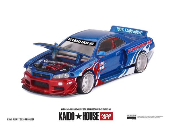 (預購) KAIDO HOUSE 1/64 日產 Nissan Skyline GT-R R34 Kaido House Flames V1 KHMG294 20260820 KAIDO HOUSE 1/64 日產 Nissan Skyline GT-R R34 Kaido House Flames V1 KHMG294