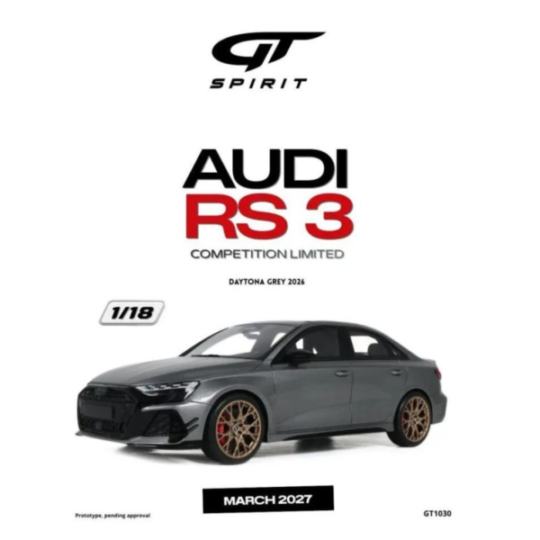 (預購) GT SPIRIT 1/18 奧迪 AUDI RS 3 COMPETITION LIMITED DAYTONA GREY 2026 GT1030 20260928 GT SPIRIT 1/18 奧迪 AUDI RS 3 COMPETITION LIMITED DAYTONA GREY 2026 GT1030