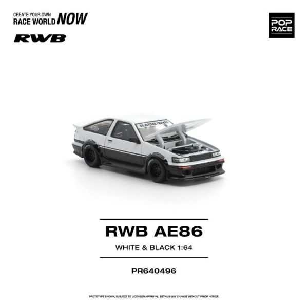 (預購) POP RACE 1/64 保時捷 RWB AE86 WHITE BLACK PR640496 20260423 POP RACE 1/64 保時捷 RWB AE86 WHITE BLACK PR640496