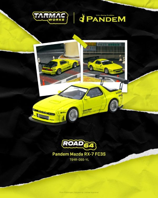 (預購) TARMAC WORKS 1/64 馬自達 MAZDA Pandem Mazda RX-7 FC3S Yellow T64R-066-YL 20251107 TARMAC WORKS 1/64 馬自達 MAZDA Pandem Mazda RX-7 FC3S Yellow T64R-066-YL