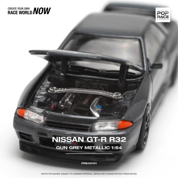 POP RACE 1/64 日產 Nissan GT-R R32 GUN GREY METALLIC 金屬槍黑新色 POP RACE 1/64 日產 Nissan GT-R R32 GUN GREY METALLIC 金屬槍黑新色