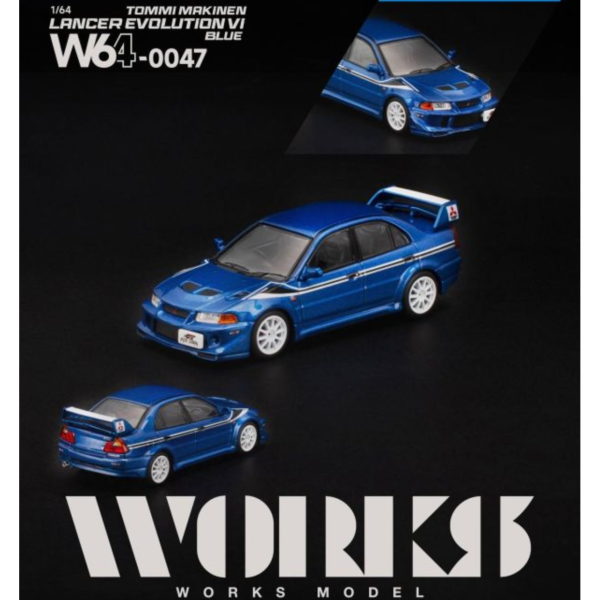 (預購) WORKS MODEL 1/64 三菱 MITSUBISHI LANCER EVOLUTION VI TOMMI MAKINEN BLUE W640047 20260830 WORKS MODEL 1/64 三菱 MITSUBISHI LANCER EVOLUTION VI TOMMI MAKINEN BLUE W640047