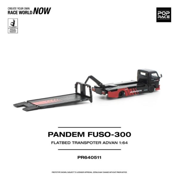 (預購) POP RACE 1/64 三菱 PANDEM FUSO 300 FLATBED TRANSPORTER ADVAN PR640511 20260521 POP RACE 1/64 三菱 PANDEM FUSO 300 FLATBED TRANSPORTER ADVAN PR640511