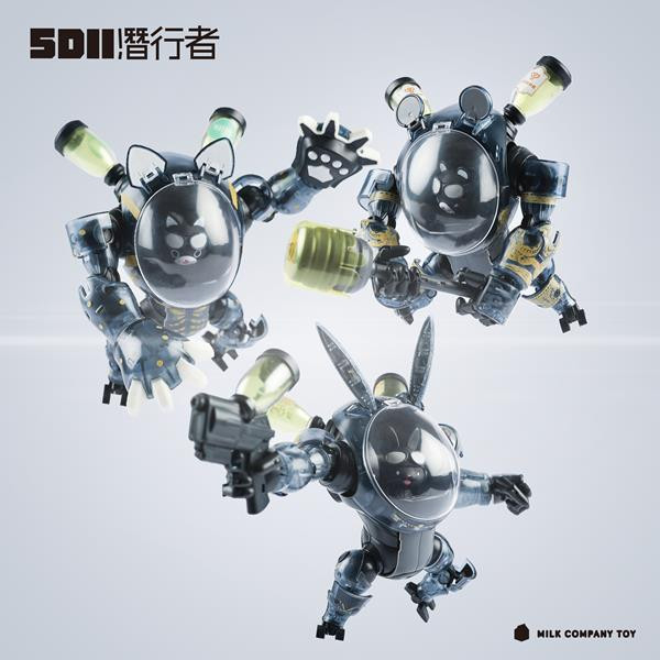 牛奶玩具 5D2 Mech Series 貓咪機甲＆兔子機甲＆黑熊機甲 黑透版 組裝模型 分別販售 牛奶玩具 5D2 Mech Series 貓咪機甲＆兔子機甲＆黑熊機甲 黑透版 組裝模型 分別販售