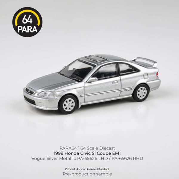 PARA64 1/64 本田 1999 Honda Civic EM1 Vogue Silver Metallic w/wing PA-55626 PARA64 1/64 本田 1999 Honda Civic EM1 Vogue Silver Metallic w/wing PA-55626