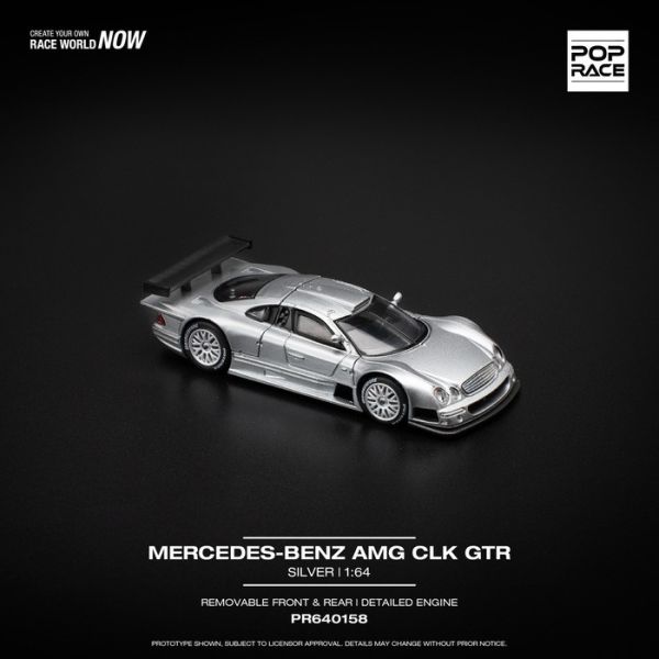 POP RACE 1/64 賓士 道路版 MERCEDES-BENZ AMG CLK GTR Silver 銀色 PR640158 POP RACE 1/64 賓士 道路版 MERCEDES-BENZ AMG CLK GTR Silver 銀色 PR640158