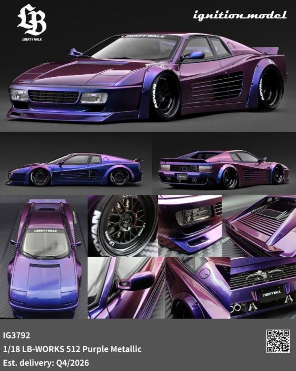 (預購) ignition model 1/18 法拉利 LB-WORKS 512 Purple Metallic IG3792 20260305 ignition model 1/18 法拉利 LB-WORKS 512 Purple Metallic IG3792