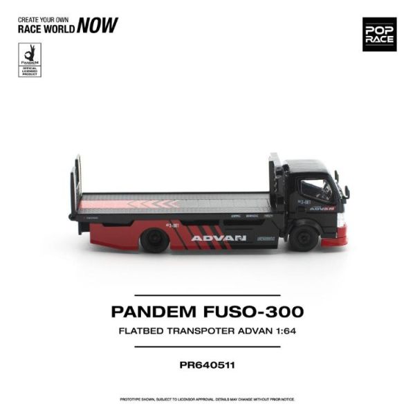 (預購) POP RACE 1/64 三菱 PANDEM FUSO 300 FLATBED TRANSPORTER ADVAN PR640511 20260521 POP RACE 1/64 三菱 PANDEM FUSO 300 FLATBED TRANSPORTER ADVAN PR640511
