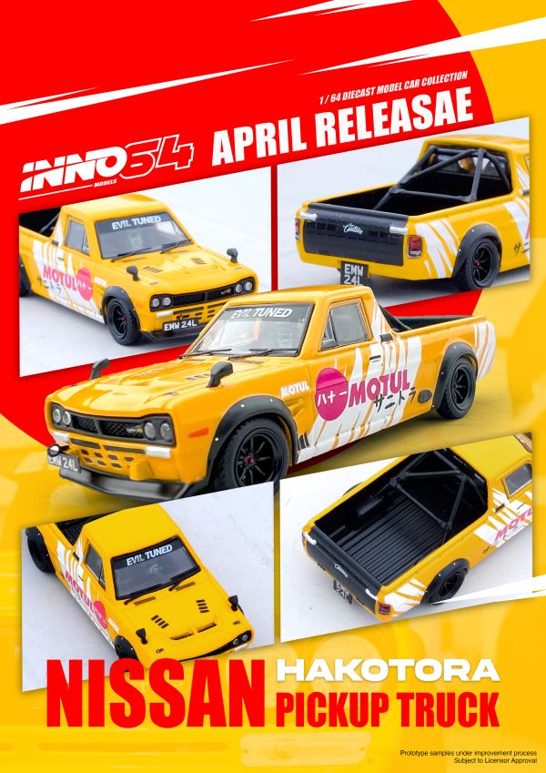 INNO64 1/64 日產 NISSAN HAKOTORA PICK UP TRUCK "MOTUL" Livery INNO64 1/64 日產 NISSAN HAKOTORA PICK UP TRUCK "MOTUL" Livery