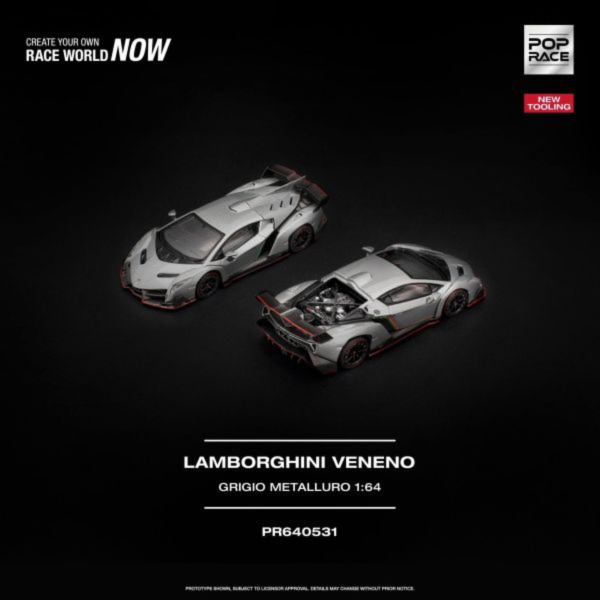 (預購) POP RACE 1/64 藍寶堅尼 LAMBORGHINI VENENO GRIGIO METALLURO PR640531 20261007 POP RACE 1/64 藍寶堅尼 LAMBORGHINI VENENO GRIGIO METALLURO PR640531