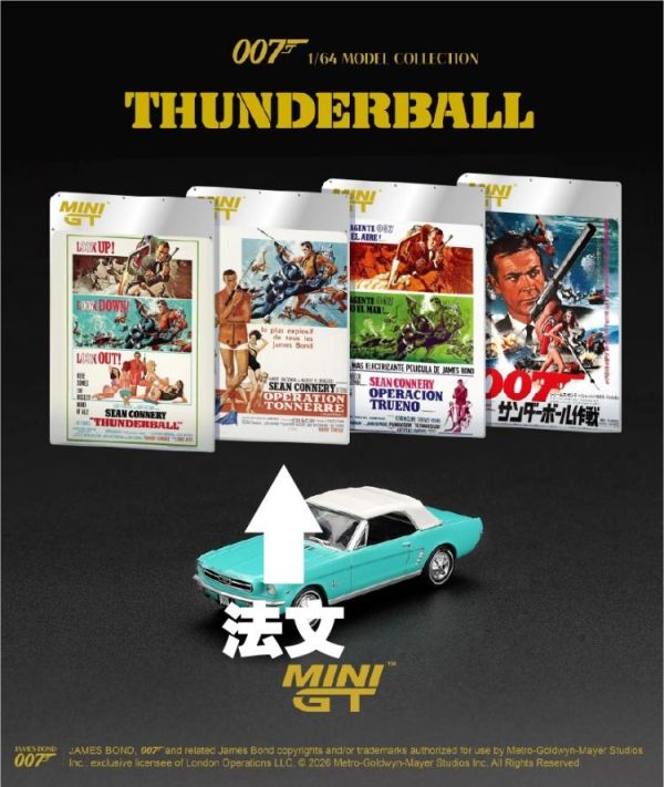 (預購) [吊卡版] MINIGT 1/64 福特 Ford Mustang Convertible 1965 "Thunderball" / LHD MGT00923-007E 20260805 [吊卡版] MINIGT 1/64 福特 Ford Mustang Convertible 1965 "Thunderball" / LHD MGT00923-007E