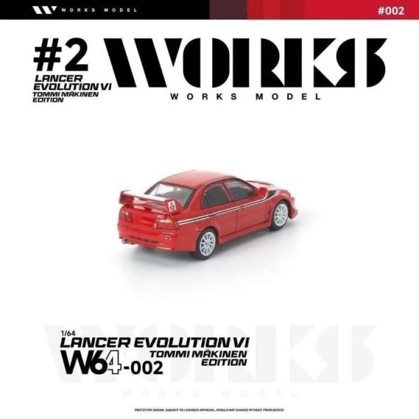 (預購) WORKS Model 1/64 三菱 MITSUBISHI LANCER EVOLUTION VI TOMMI MAKINEN RED W640002 20260524 WORKS Model 1/64 三菱 MITSUBISHI LANCER EVOLUTION VI TOMMI MAKINEN RED W640002