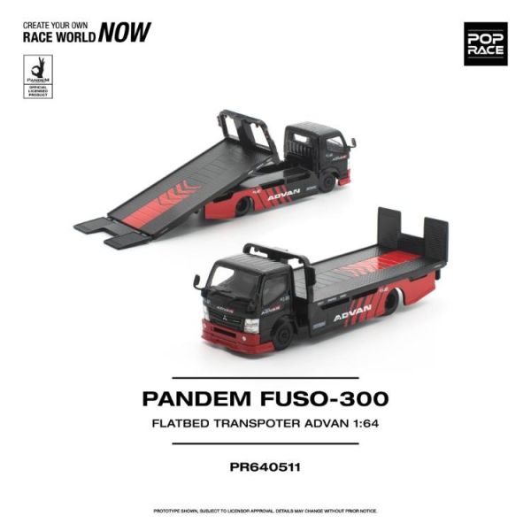 (預購) POP RACE 1/64 三菱 PANDEM FUSO 300 FLATBED TRANSPORTER ADVAN PR640511 20260521 POP RACE 1/64 三菱 PANDEM FUSO 300 FLATBED TRANSPORTER ADVAN PR640511
