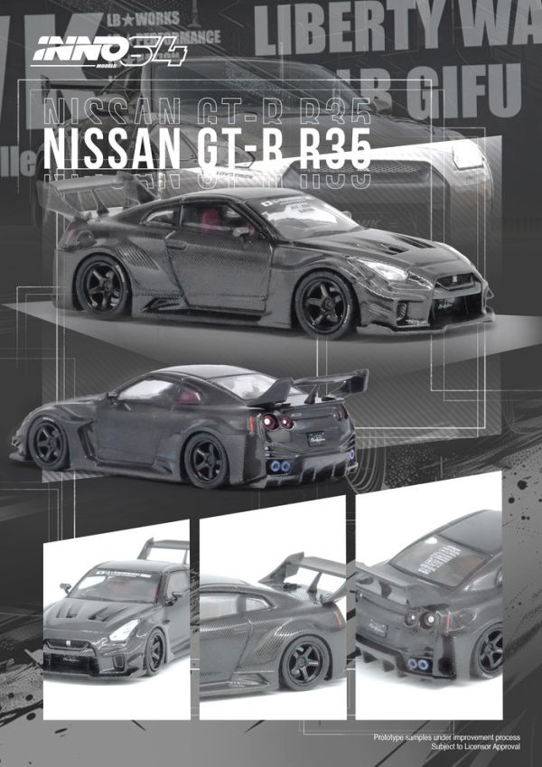INNO64 1/64 日產 自由步行 NISSAN GT-R (R35) LBWK SUPER SILHOUETTE 35GT-RR 全碳纖維質感黑 IN64-LBWKR35-FC INNO64 1/64 日產 自由步行 NISSAN GT-R (R35) LBWK SUPER SILHOUETTE 35GT-RR 全碳纖維質感黑 IN64-LBWKR35-FC