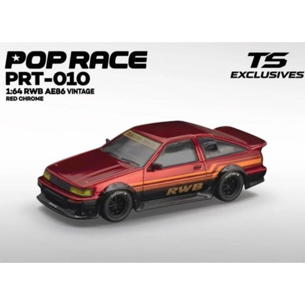 (預購) POP RACE × TS Exclusive 1/64 RWB AE86 VINTAGE Red Chrome PRT010 20260909 POP RACE × TS Exclusive 1/64 RWB AE86 VINTAGE Red Chrome PRT010