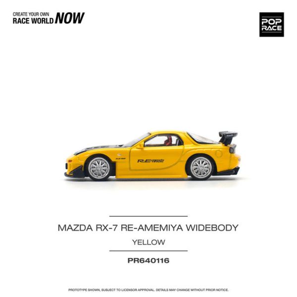 POP RACE 1/64 馬自達 MAZDA RX-7 (FD3S) RE-AMEMIYA WIDEBODY RE雨宮 寬體RX7 黃色 PR640116 POP RACE 1/64 馬自達 MAZDA RX-7 (FD3S) RE-AMEMIYA WIDEBODY RE雨宮 寬體RX7 黃色 PR640116