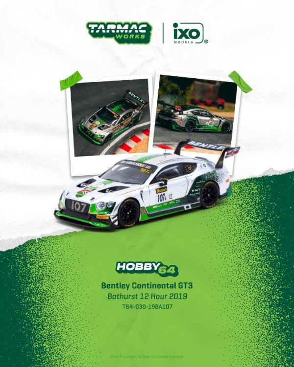 (預購) TARMAC WORKS 1/64 賓利 Bentley Continental GT3 Bathurst 12 Hour 耐久賽 2019 T64-030-19BA107 20251107 TARMAC WORKS 1/64 賓利 Bentley Continental GT3 Bathurst 12 Hour 耐久賽 2019 T64-030-19BA107