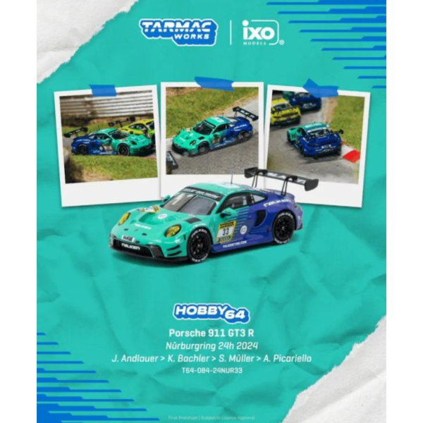 (預購) TARMAC WORKS 1/64 保時捷 HOBBY64 Porsche 911 GT3 R Nürburgring 24h 2024 T64-084-24NUR33 20260511 TARMAC WORKS 1/64 保時捷 HOBBY64 Porsche 911 GT3 R Nürburgring 24h 2024 T64-084-24NUR33