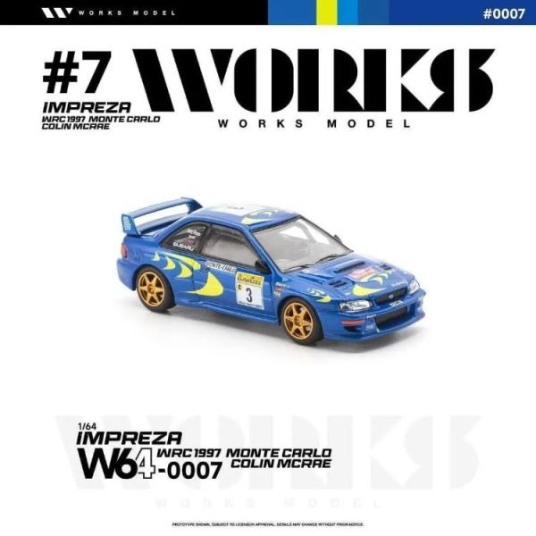 (預購) WORKS Model 1/64 速霸陸 SUBARU IMPREZA WRC 1997 MONTE CARLO COLIN MCRAE W640007 20260524 WORKS Model 1/64 速霸陸 SUBARU IMPREZA WRC 1997 MONTE CARLO COLIN MCRAE W640007