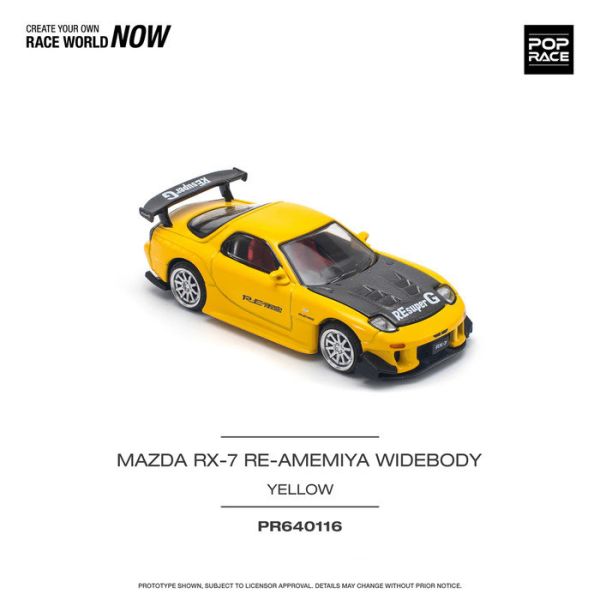 POP RACE 1/64 馬自達 MAZDA RX-7 (FD3S) RE-AMEMIYA WIDEBODY RE雨宮 寬體RX7 黃色 PR640116 POP RACE 1/64 馬自達 MAZDA RX-7 (FD3S) RE-AMEMIYA WIDEBODY RE雨宮 寬體RX7 黃色 PR640116