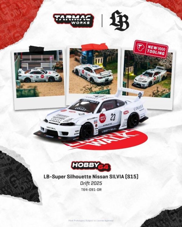 (預購) TARMAC WORKS 1/64 日產 LB-Super Silhouette Nissan SILVIA (S15) Drift 2025 T64-091-DR 20260310 TARMAC WORKS 1/64 日產 LB-Super Silhouette Nissan SILVIA (S15) Drift 2025 T64-091-DR