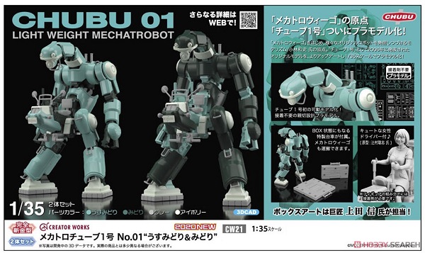 HASEGAWA 長谷川 1/35 Mechatro Chubu 01 淺綠&綠 HASEGAWA 長谷川 1/35 Mechatro Chubu 01 淺綠&綠