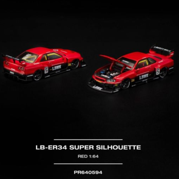 (預購) POP RACE 1/64 LB-ER34 SUPER SILHOUETTE RED PR640594 20261007 POP RACE 1/64 LB-ER34 SUPER SILHOUETTE RED PR640594